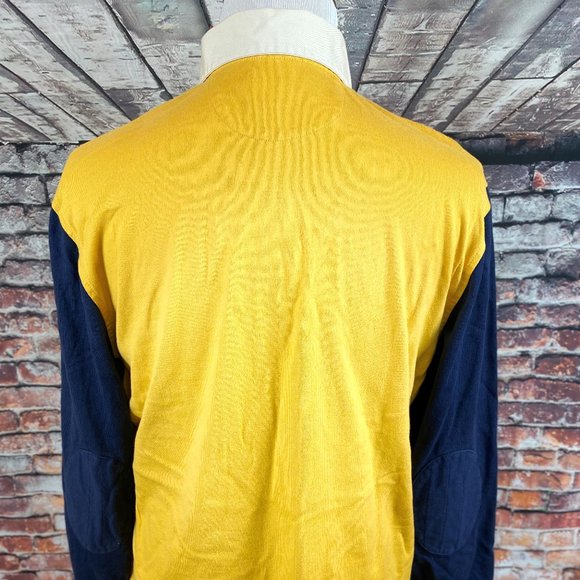 G.H. Bass Yellow Navy Blue Colorblock Rugby Polo M - Picture 3 of 5
